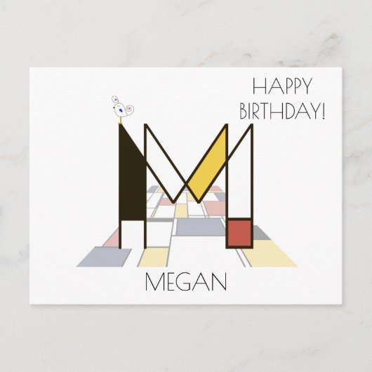 Moderne kunststijlmonogram. Brief M Briefkaart (Voorkant)