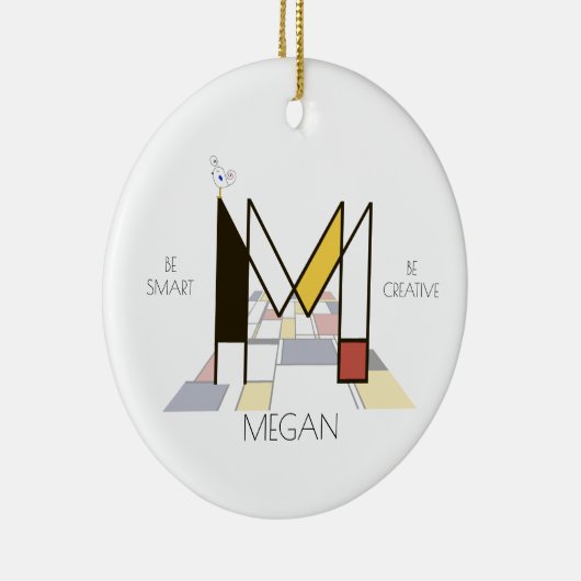 Moderne kunststijlmonogram. Brief M Keramisch Ornament (Rechts)