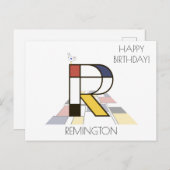 Moderne kunststijlmonogram. Brief R Briefkaart (Voorkant / Achterkant)