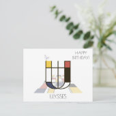 Moderne kunststijlmonogram. Brief U Briefkaart (Staand voorkant)