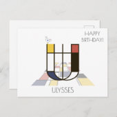 Moderne kunststijlmonogram. Brief U Briefkaart (Voorkant / Achterkant)