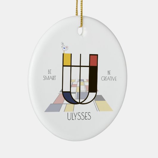 Moderne kunststijlmonogram. Brief U Keramisch Ornament (Rechts)