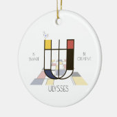 Moderne kunststijlmonogram. Brief U Keramisch Ornament (Links)