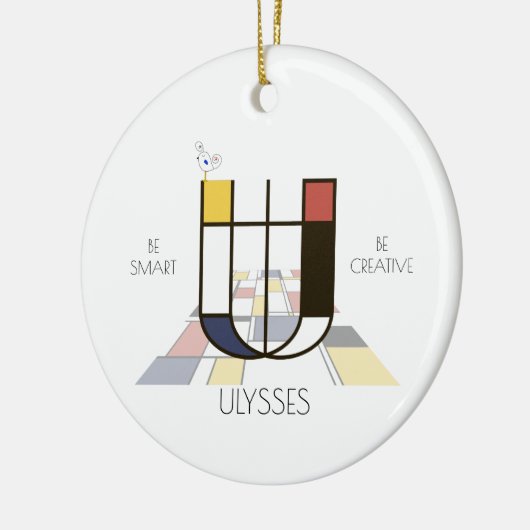 Moderne kunststijlmonogram. Brief U Keramisch Ornament (Links)