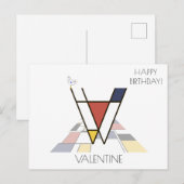 Moderne kunststijlmonogram. Brief V Briefkaart (Voorkant / Achterkant)