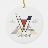 Moderne kunststijlmonogram. Brief V Keramisch Ornament (Voorkant)