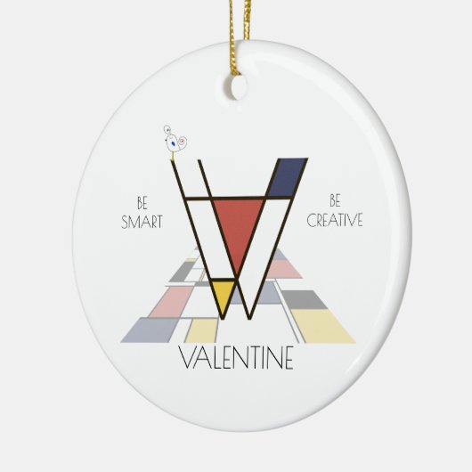 Moderne kunststijlmonogram. Brief V Keramisch Ornament (Links)