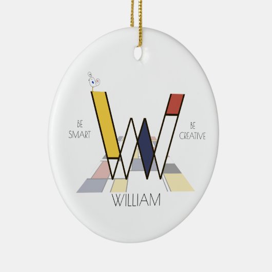 Moderne kunststijlmonogram. Brief W Keramisch Ornament (Rechts)