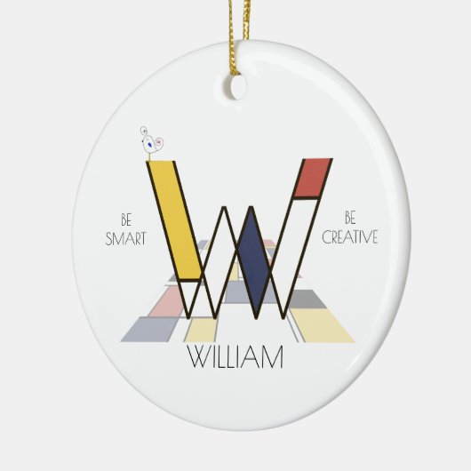 Moderne kunststijlmonogram. Brief W Keramisch Ornament (Links)