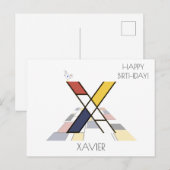 Moderne kunststijlmonogram. Brief X Briefkaart (Voorkant / Achterkant)