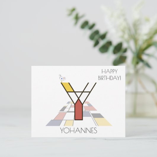 Moderne kunststijlmonogram. Brief Y Briefkaart (Staand voorkant)