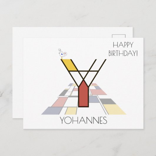 Moderne kunststijlmonogram. Brief Y Briefkaart (Voorkant / Achterkant)