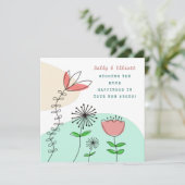 Moderne Kunstzinnige Koraalbloemen Noem Geluk Nieu Kaart (Staand voorkant)