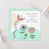 Moderne Kunstzinnige Koraalbloemen Noem Geluk Nieu Kaart (Voorkant / Achterkant in situ)