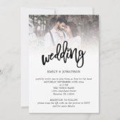 Moderne Kunstzinnige Scriptie Foto QR Code Huwelij Kaart (Voorkant)