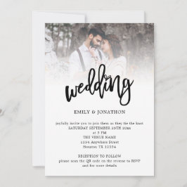 Moderne Kunstzinnige Scriptie Foto QR-code Trouwda Kaart