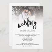 Moderne Kunstzinnige Scriptie Foto QR-code Trouwda Kaart (Voorkant / Achterkant)