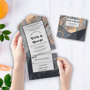 Moderne kunstzinnige unieke Abstracte bruiloft All In One Uitnodiging