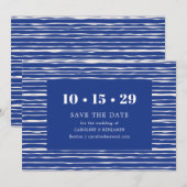 Moderne Kust Blauwe Streep Bruiloft Save The Date (Voorkant / Achterkant)