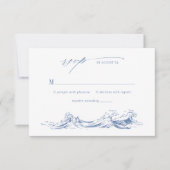 Moderne Kust Chic Blauwe QR Code Huwelijk RSVP Kaartje (Voorkant)