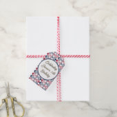 Moderne Kust Rode, Blauwe en Witte Vispatroon  Cadeaulabel (Met Touw)