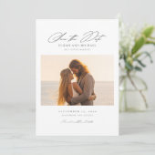 Moderne Kust Romance Fotobruiloft Save the Date Kaart (Staand voorkant)