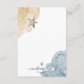 Moderne Kust Stoffig Blauw + Strand Bruiloft Detai Informatiekaartje (Achterkant)