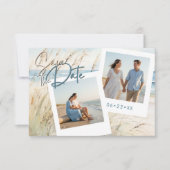 Moderne kust Waterverf Beach Foto Save The Date (Voorkant)