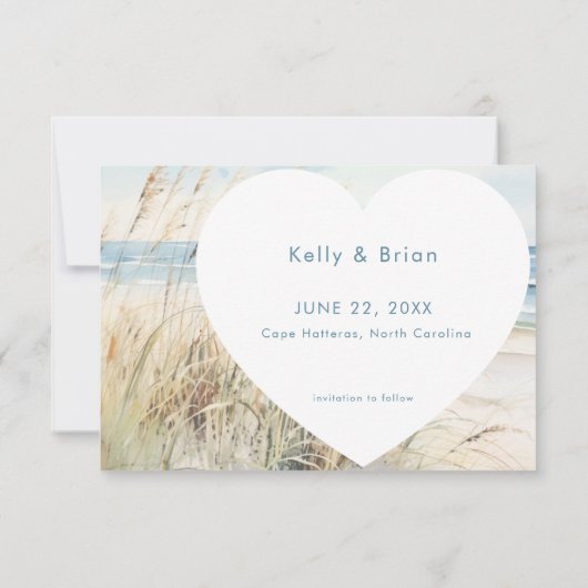 Moderne kust Waterverf Beach Foto Save The Date (Achterkant)