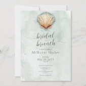 Moderne Kust Zeeschelp Aqua Bruids Brunch Kaart (Voorkant)