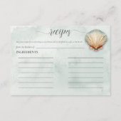 Moderne Kust Zeeschelp Aqua Bruidsfeest Recept Informatiekaartje (Voorkant)