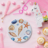 Moderne Kust Zeeschelpen Schat Oceaan Verjaardag  Papieren Bordje (Feest)