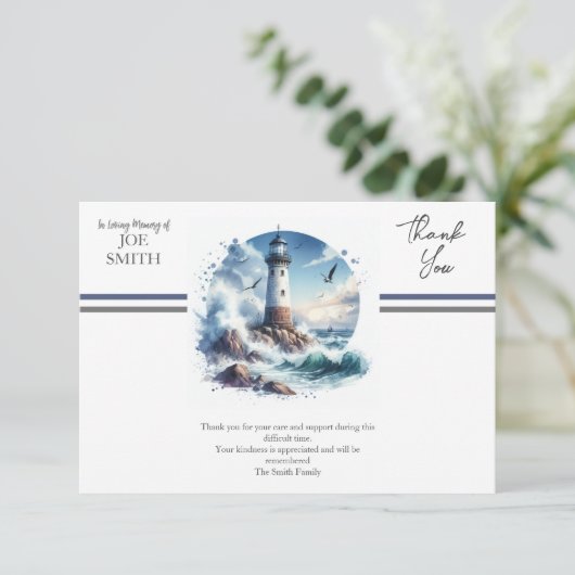 Moderne kustbegrafenis bedankkaart (Staand voorkant)