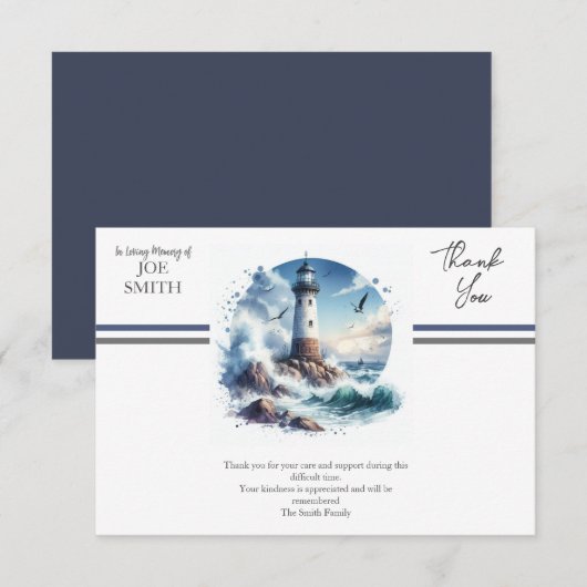 Moderne kustbegrafenis bedankkaart (Voorkant / Achterkant)