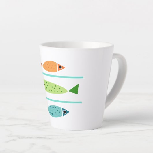 Moderne kustbramen latte mok (Rechterhoek)