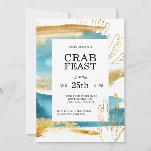 Moderne kustkrabbenfeesten kaart (Voorkant)
