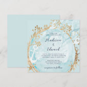 Moderne Kustkust Nautische Blauwgroen Groene Goude Kaart (Voorkant / Achterkant)