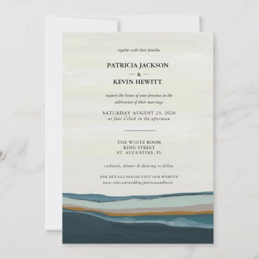 Moderne kustlandschapschildering Bruiloft Kaart (Voorkant)