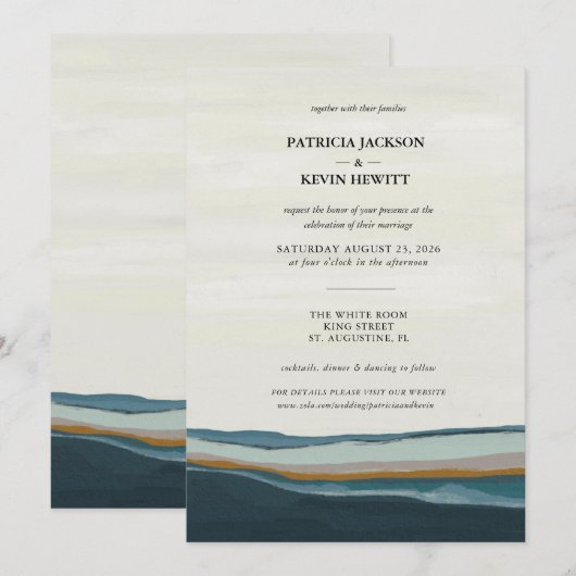 Moderne kustlandschapschildering Bruiloft Kaart (Voorkant / Achterkant)