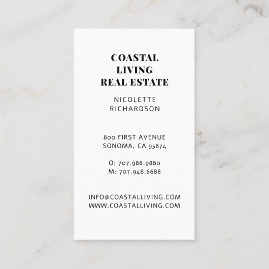 Moderne Kustmakelaar Onroerend goed Visitekaartje (Achterkant)