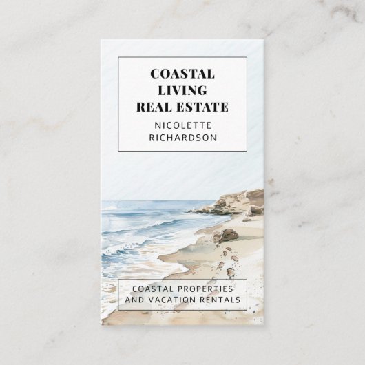 Moderne Kustmakelaar Onroerend goed Visitekaartje (Voorkant)