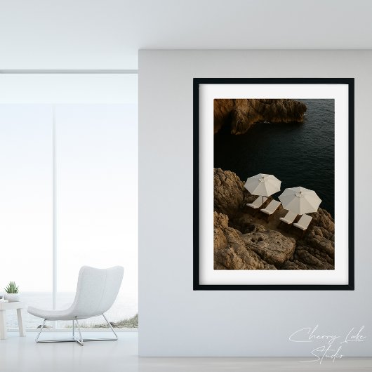 Moderne kustontsnapping minimalistische witte stoe poster