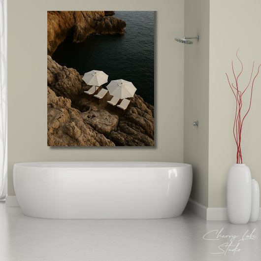 Moderne kustontsnapping minimalistische witte stoe poster