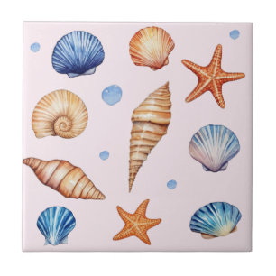Moderne kustschelpen Patroon Treasure Ocean Tegeltje