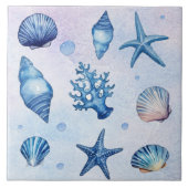 Moderne kustschelpen Patroon Treasure Ocean Tegeltje (Voorkant)
