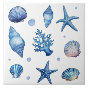 Moderne kustschelpen Patroon Treasure Ocean Tegeltje