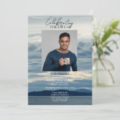 Moderne kuststrand begrafenisdienst kaart (Staand voorkant)