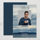 Moderne kuststrand begrafenisdienst kaart (Voorkant / Achterkant)