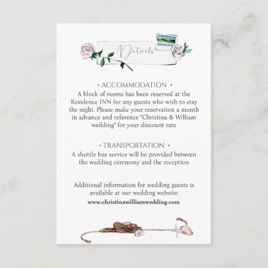 Moderne Kuststrand Waterverf Bruiloft Informatiekaartje (Voorkant)