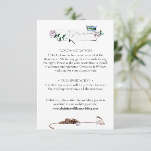 Moderne Kuststrand Waterverf Bruiloft Informatiekaartje (Staand voorkant)